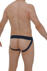 Navy blue athletic briefs jockstrap anjouin fuchsia with wide waistband and supportive side straps front view