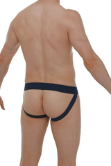 Navy blue athletic briefs jockstrap anjouin fuchsia with wide waistband and supportive side straps front view