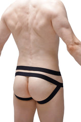 Black sleek form-fitting athletic jockstrap antran rainbow stars with modern design for active wear