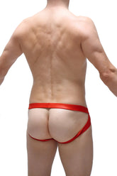Red satin briefs with a sleek form fitting design from jockstrap beire wet red collection