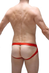 Red satin briefs with a sleek form fitting design from jockstrap beire wet red collection