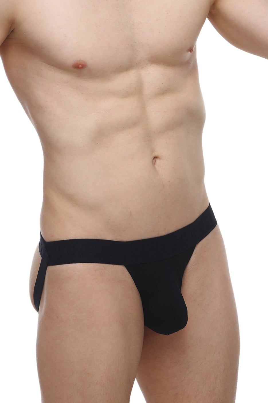 PetitQ jockstrap blyes modal black in smooth stretchy fabric with supportive side straps and a form-fitting design