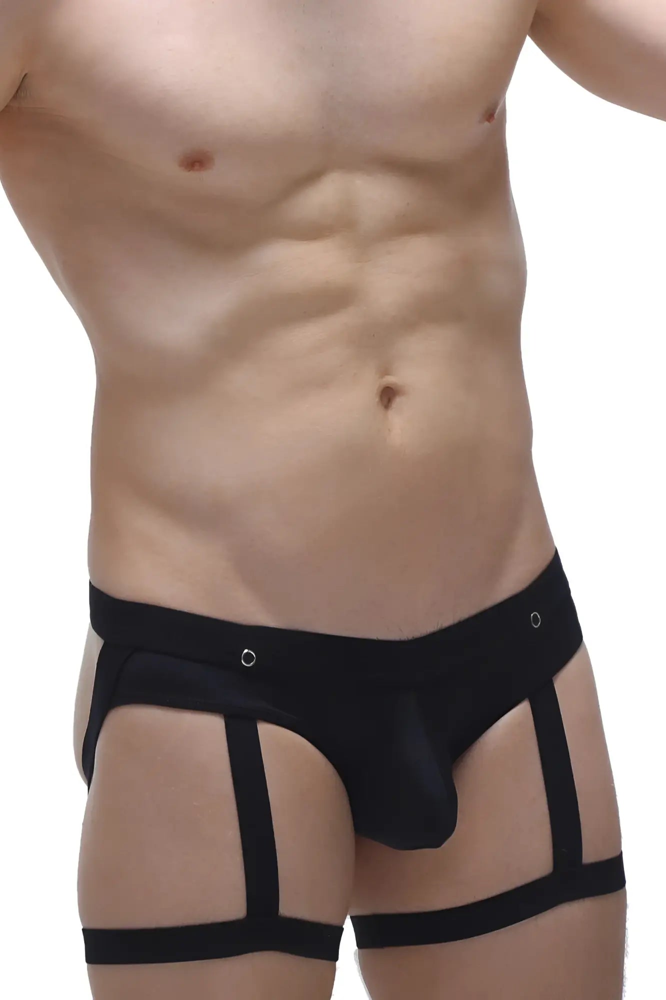 Black men’s briefs jockstrap garter with supportive straps and reinforced gussets for comfort and durability