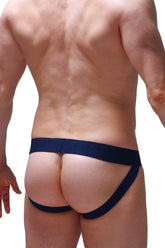 Navy blue athletic briefs jockstrap joe framboise with wide waistband and supportive side straps designed for active wear