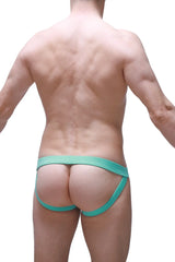 Teal high-waisted jockstrap Lainthe Bamboo Blue briefs with a supportive sleek design made from bamboo fabric