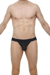 Black lace briefs with solid waistband from jockstrap monviel lace black collection in sheer lace material
