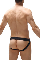 Black nivac jockstrap athletic briefs with snug supportive fit and smooth fabric for active use