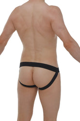 Black form-fitting jockstrap protruder durtol with supportive waistband and leg openings for athletic use