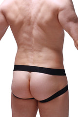 Black petitq jockstrap rider durtol briefs with sleek minimalist design and smooth fabric finish
