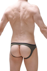 Olive green sheer mesh briefs with black trim jockstrap roppe plum green featuring a front view