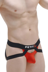 Red and black petit q men’s briefs jockstring brest red with bold contrasting design and comfortable fit