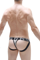 Black and silver jockthong laces grey briefs with sleek form-fitting design for comfortable active wear