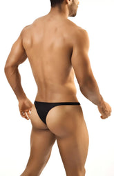 Black joe snyder bulge bikini thong with smooth seamless design shown from the back side