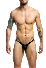 Black mesh joe snyder bulge thong holes with textured perforated design for bold masculine wear