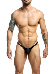 Black mesh joe snyder bulge thong holes with textured perforated design for bold masculine wear