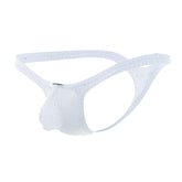 White mesh Joe Snyder bulge thong holes with supportive contoured design and breathable perforations front view