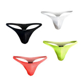 Joe Snyder Holes thong underwear in black white neon green and coral mesh with a perforated design front view