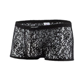 Black lace men’s underwear js08-joe snyder boxer mesh with intricate floral patterns and sheer mesh design