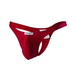 Red joe s polyester thong in red with a smooth form-fitting design and supportive waistband shown from the back side