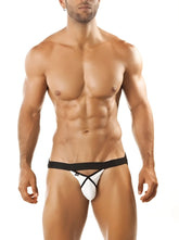 Joe snyder pride frame jock strap peekaboo 02 white underwear with bold black crisscross athletic briefs design