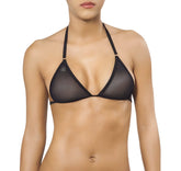 Joe Snyder women Corfu top black sheer triangle bikini with thin straps and small embellished detail on upper left side