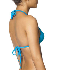 Bright blue knitted string bikini top with adjustable ties by Joe Snyder women Lefkada top