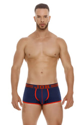 Navy blue jor 2056 college trunks boxer briefs with red trim and branded waistband for comfortable support