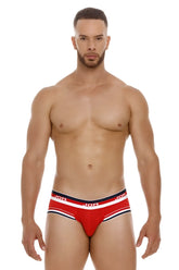 Red Jor 2062 sailor briefs with navy and white trim offering comfortable and stylish support