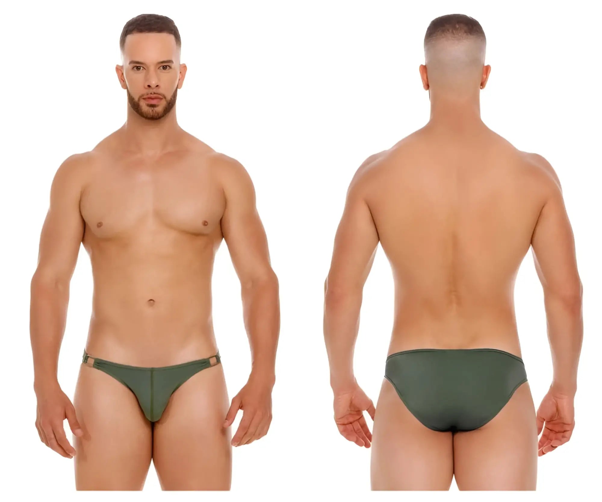Olive green jor 2072 titan bikini briefs with sleek form-fitting design and subtle side tabs for comfortable wear