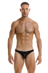 Black jor 2151 apolo thongs with sheer front panel and form-fitting design in breathable fabric