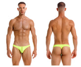 Neon yellow jor 2151 apolo thong briefs in neon green fabric showing front view with a sleek design