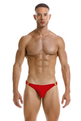 Red thong from jor 2152 magnus bikini with gold-tone metal accents in vibrant red color