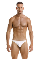 White thong swimsuit jor 2152 magnus bikini with gold-tone metal accents at the sides in white