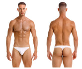 White jor 2153 magnus thong briefs with gold-tone hardware at waistband made from soft fabric