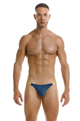 Blue JOR 2158 Eros athletic briefs with gold trim designed for comfortable active wear in petrol color