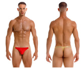 Red thong jor 2161 ares thongs with gold-colored waistband made of smooth fabric for comfortable wear