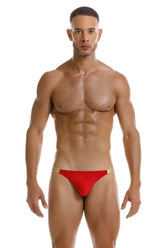 Red thong with gold trim from jor 2161 ares thongs in red showing front side design