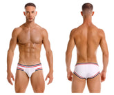 White JOR 2169 Martini briefs with red and navy blue striped trim designed for comfortable everyday wear