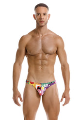 Vibrant graphic patterned jor 2171 carnival bikini color printed men’s briefs with bold colors and playful design