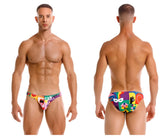 Vibrant multicolored jor 2171 carnival bikini color printed swim trunks with bold graphic designs and playful pattern