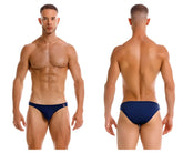 Navy blue JOR 2191 travel swim bikini brief trunks with small logo on waistband made for swimming and travel