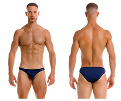 Navy blue JOR 2191 travel swim bikini brief trunks with small logo on waistband made for swimming and travel