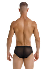 Black sheer mesh jor 2193 mystic swim briefs with a solid black waistband for swimwear use