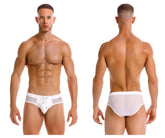 White jor 2193 mystic swim briefs mesh fabric with drawstring waistband and subtle red logo detail