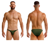 Dark green jor 2233 eros bikini athletic briefs with subtle black logo on waistband for active wear