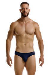 Navy blue JOR 2241 Origin briefs with a small red and white logo on the waistband in a soft fabric blend