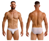 White jor 2241 origin briefs with a subtle red logo on the side for comfortable everyday wear