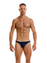 Navy blue jor 2273 travel swim bikini briefs with a small logo on the waistband ideal for swimming and travel