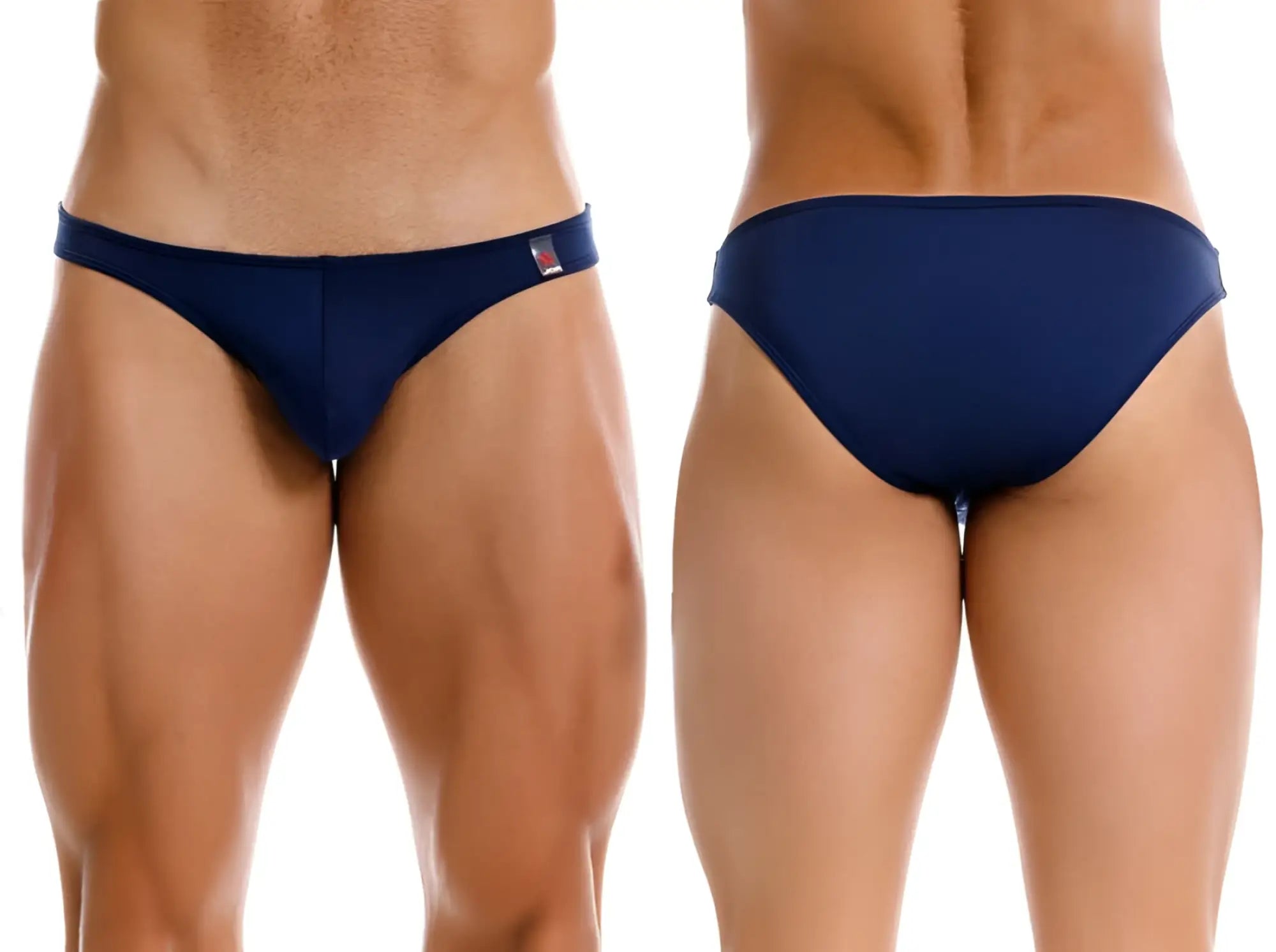 Navy blue jor 2273 travel swim bikini briefs with a small red and white logo on the waistband
