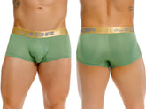 Green jor 2326 soho trunks briefs with gold waistband featuring jor logo and star emblem
